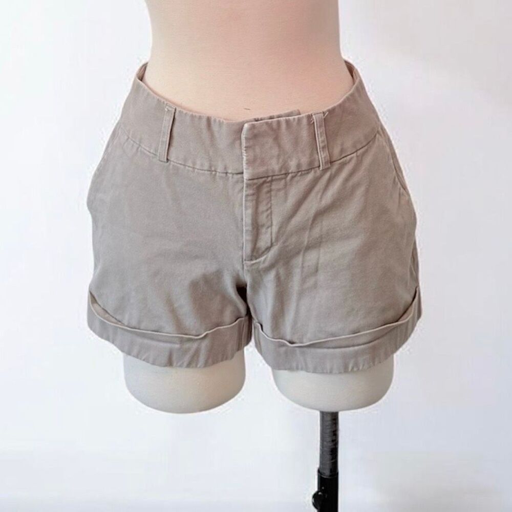 INC International Concepts Khaki Chino Shorts Cuffed 6 Cuff Taupe